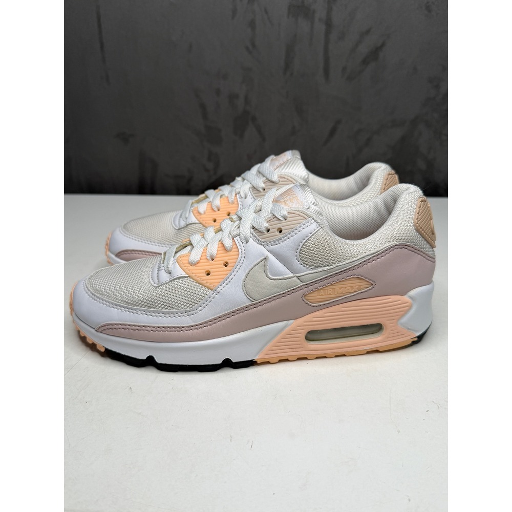 Nike Women’s Air Max 90 Sneakers in White and Peach - Picture 2 of 9